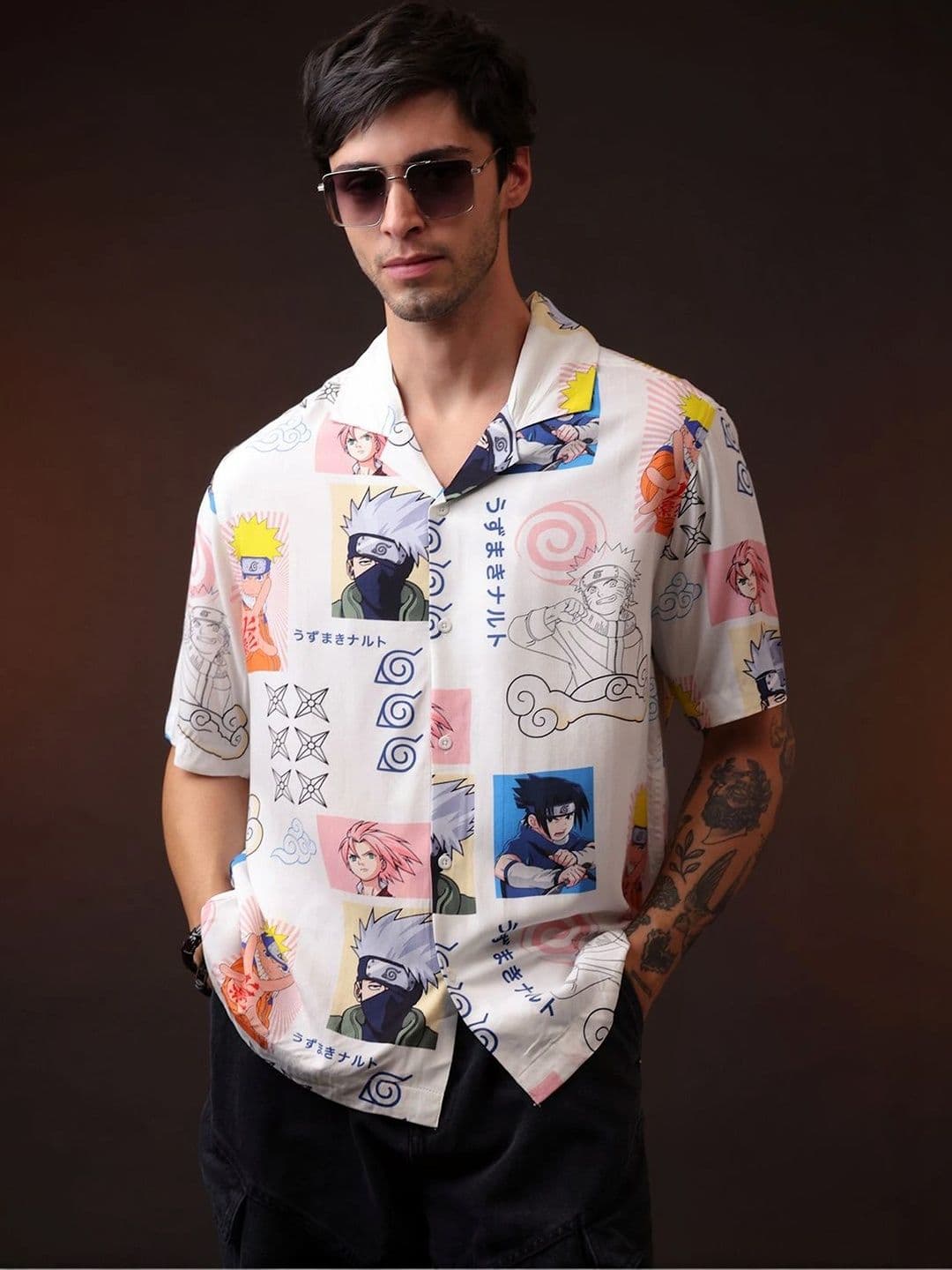 Free Authority Mens Naruto Anime Graphic Printed Regular Fit Cotton Shirt - view 1