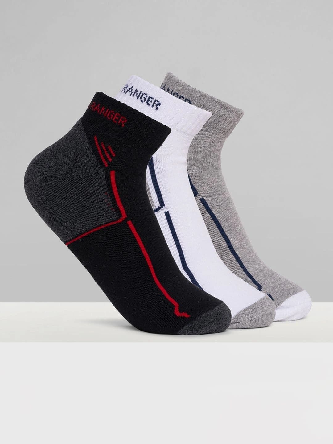 Urban Ranger by pantaloons Men Pack of 3 Cotton Blend Assorted Colourblocked Ankle Length Socks - view 1