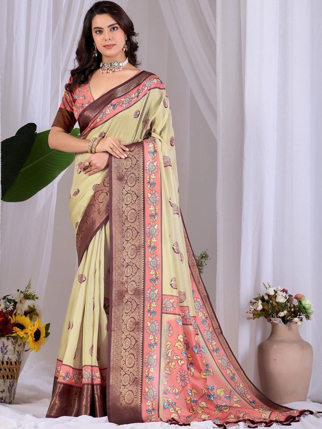 KALINI Paisley Zari Silk Blend Designer Saree - view 1