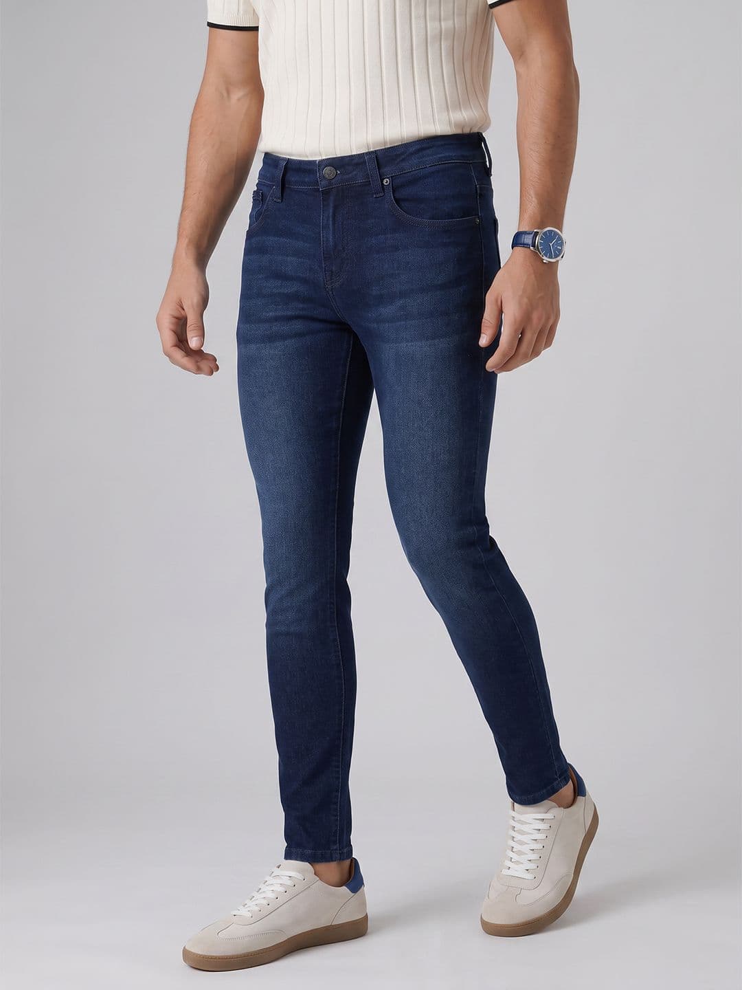 SPYKAR Men Tapered Fit Slim Fit Dark Blue Jeans - view 1