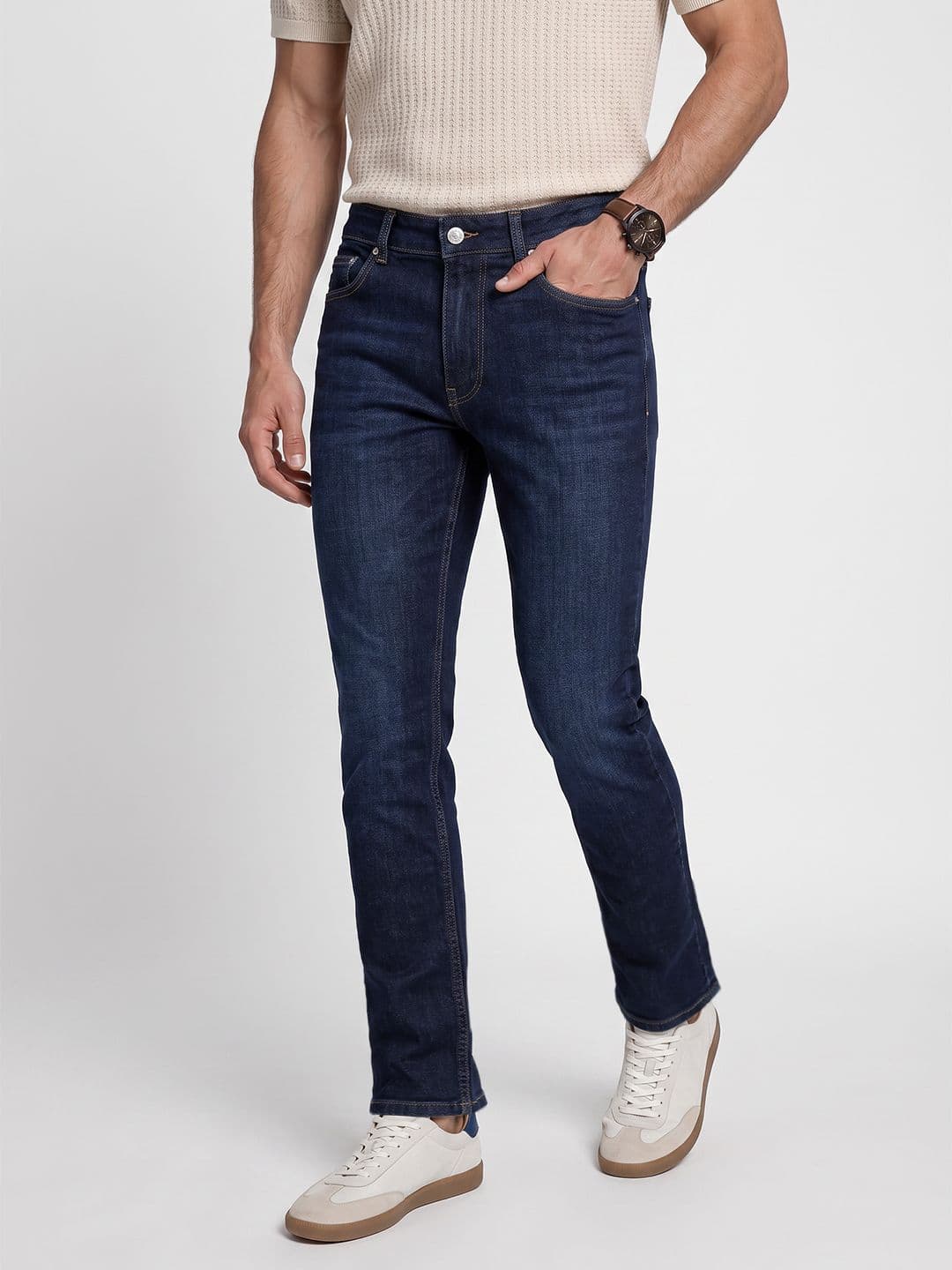 French Connection Men Slim Straight Fit Light Fade Stretchable Jeans - view 1