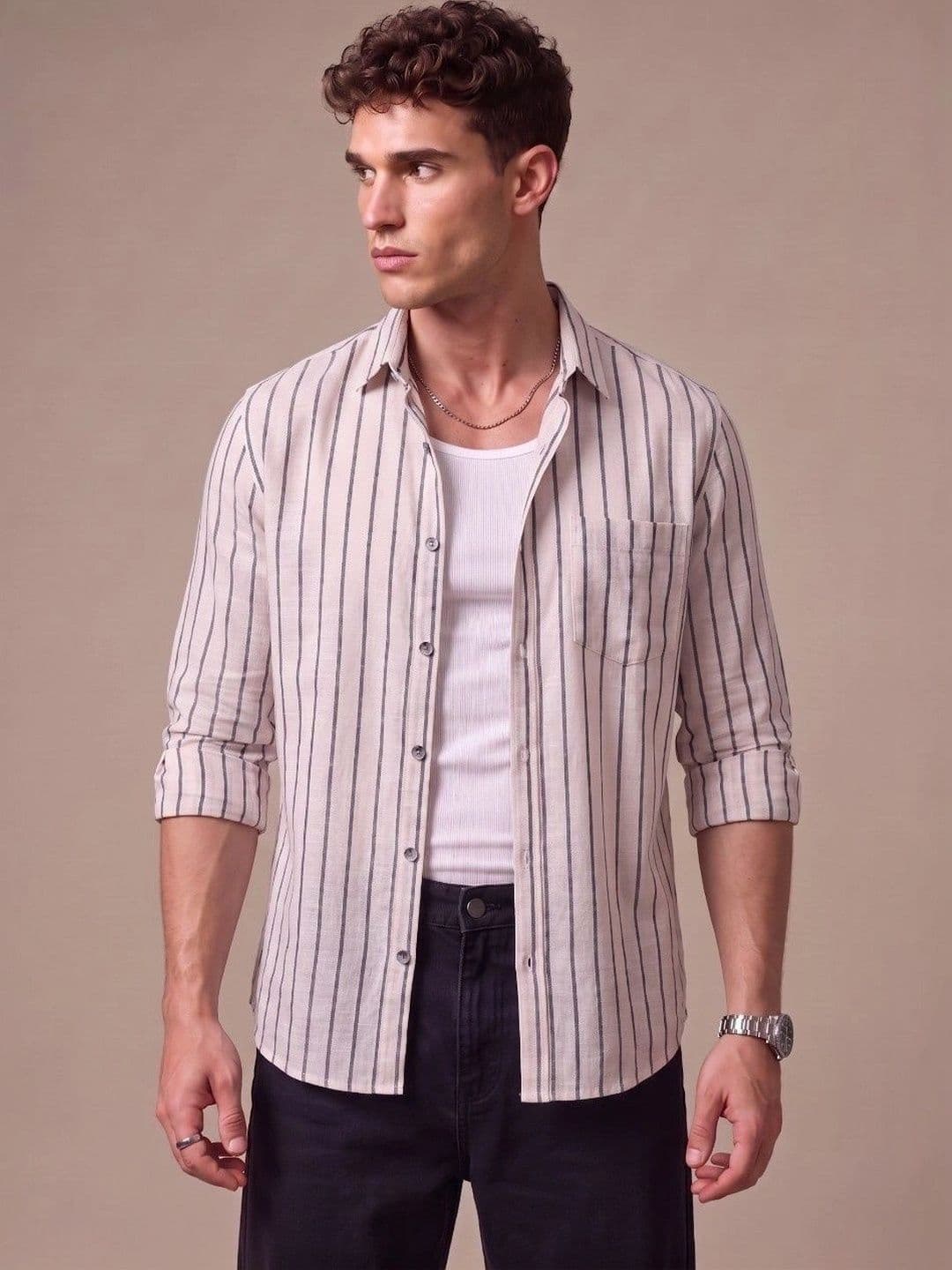 glitchez Men Standard Slim Fit Striped Casual Shirt - view 1
