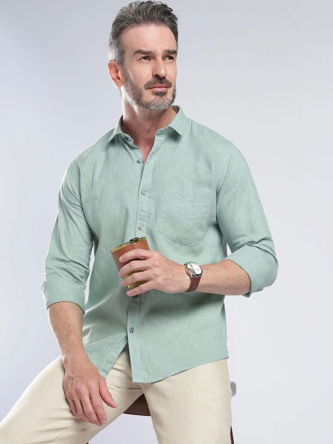 NEVER NEUD Men Comfort Slim Fit Casual Shirt - view 1