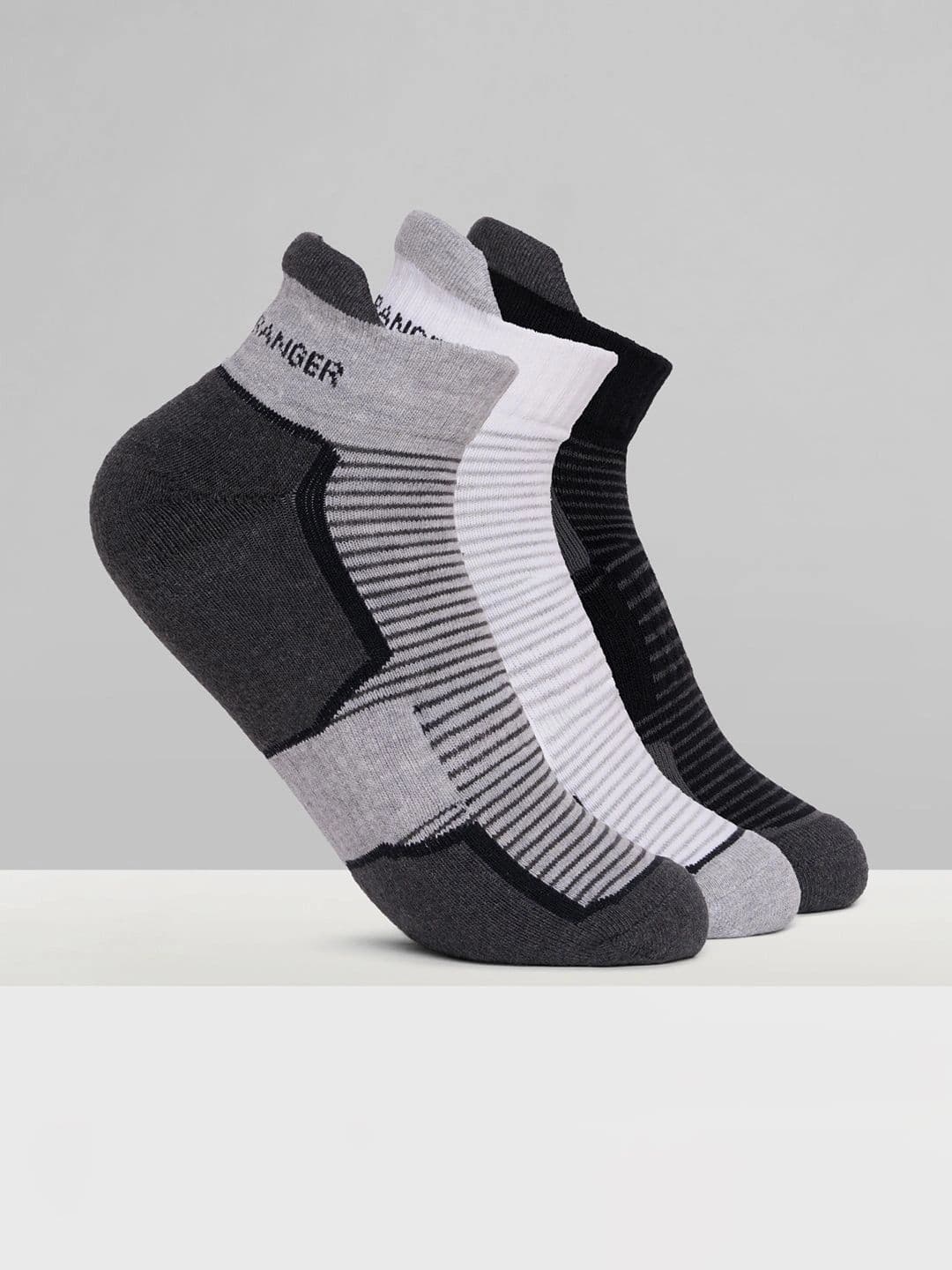 Urban Ranger by pantaloons Men Pack of 3 Cotton Blend Assorted Striped Ankle Length Socks - view 1