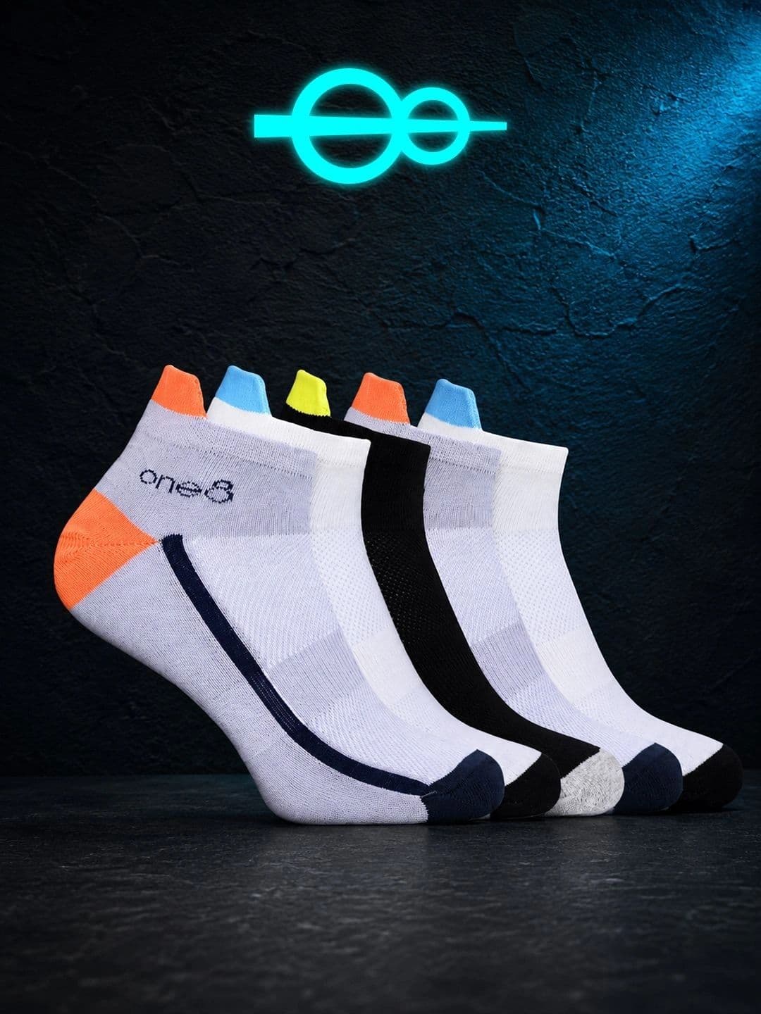One8 Men Pack of 5 Low Ankle Cotton Socks HEIQ Anti-Odour Breathable Flat Knit - view 1