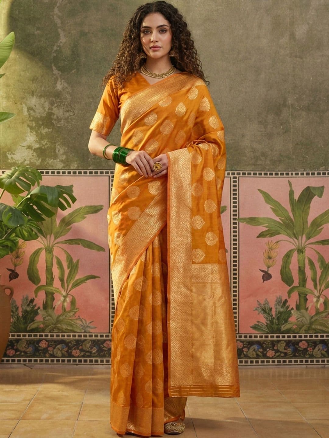 Sangria Woven Design Zari Silk Blend Designer Banarasi Saree - view 1