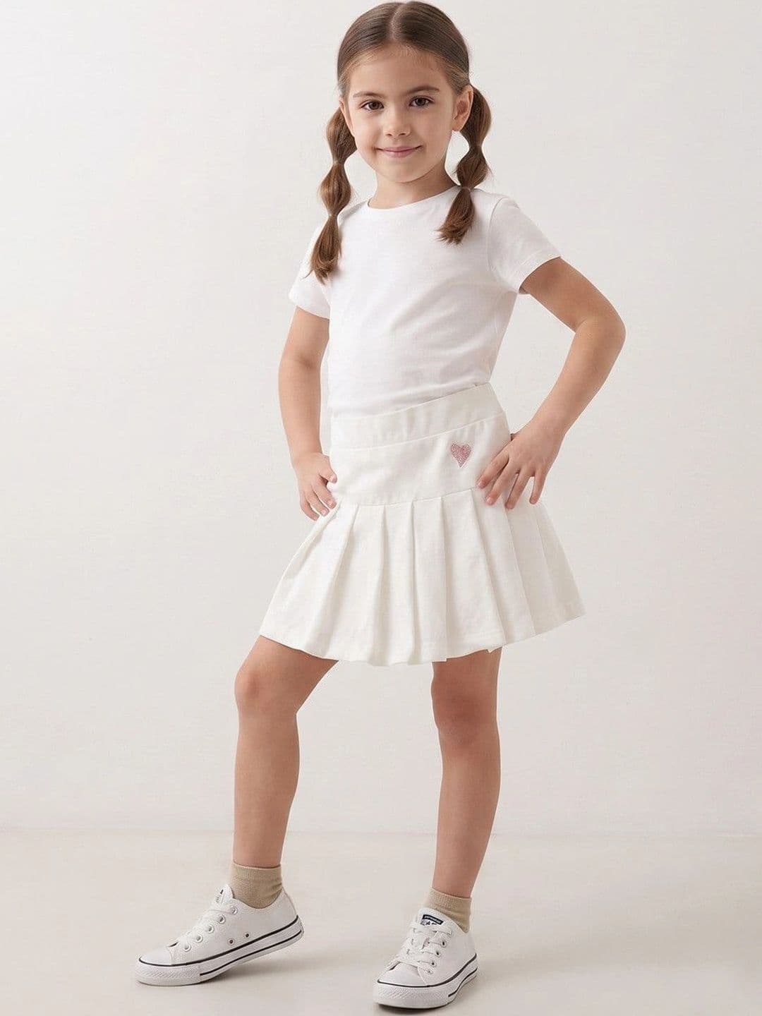 Kiddelpret Girls Cotton Accordion Pleated Mini Flared Skirt - view 1