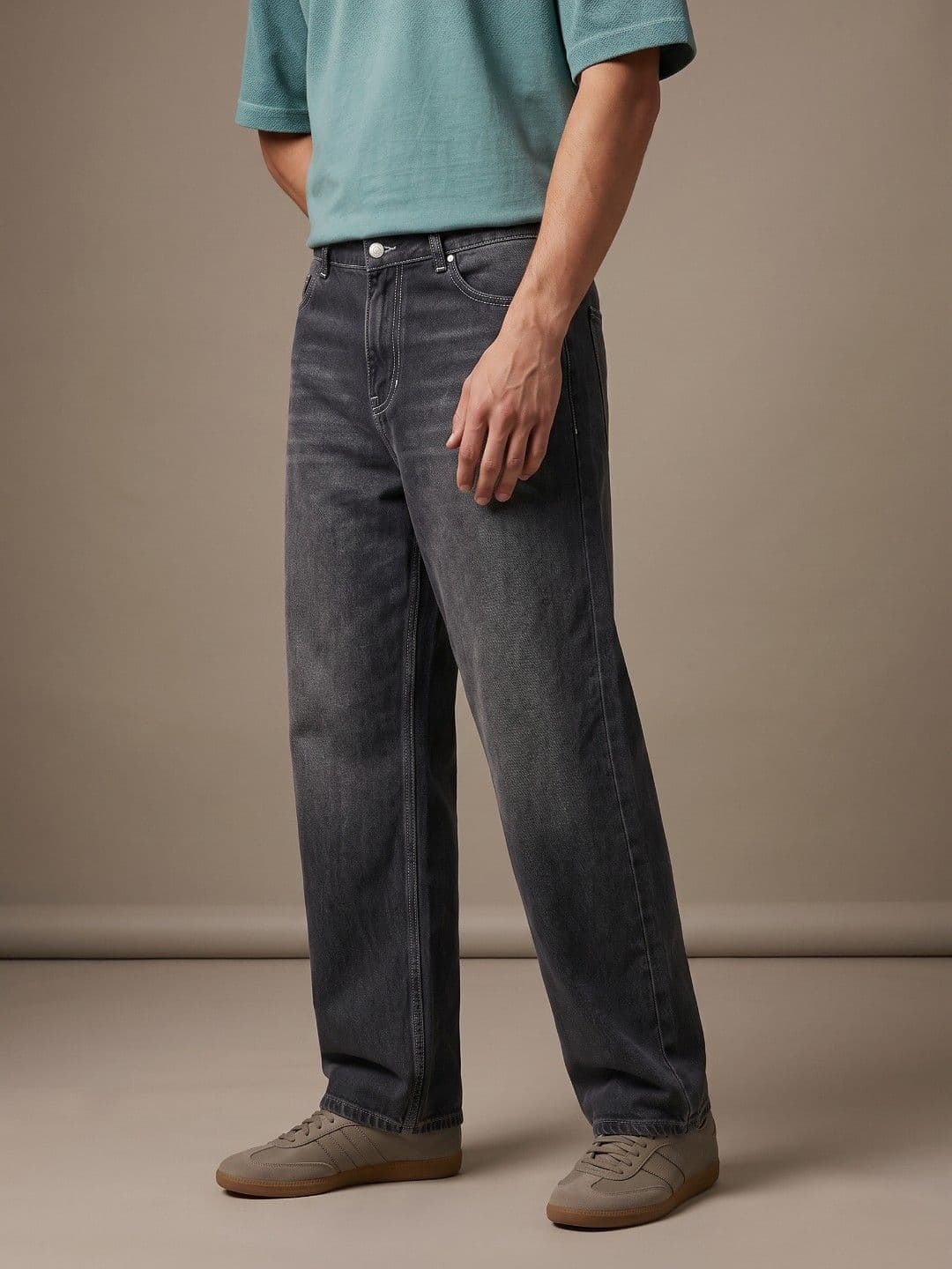 glitchez Men Pure Cotton Baggy Fit Heavy Fade Jeans - view 1