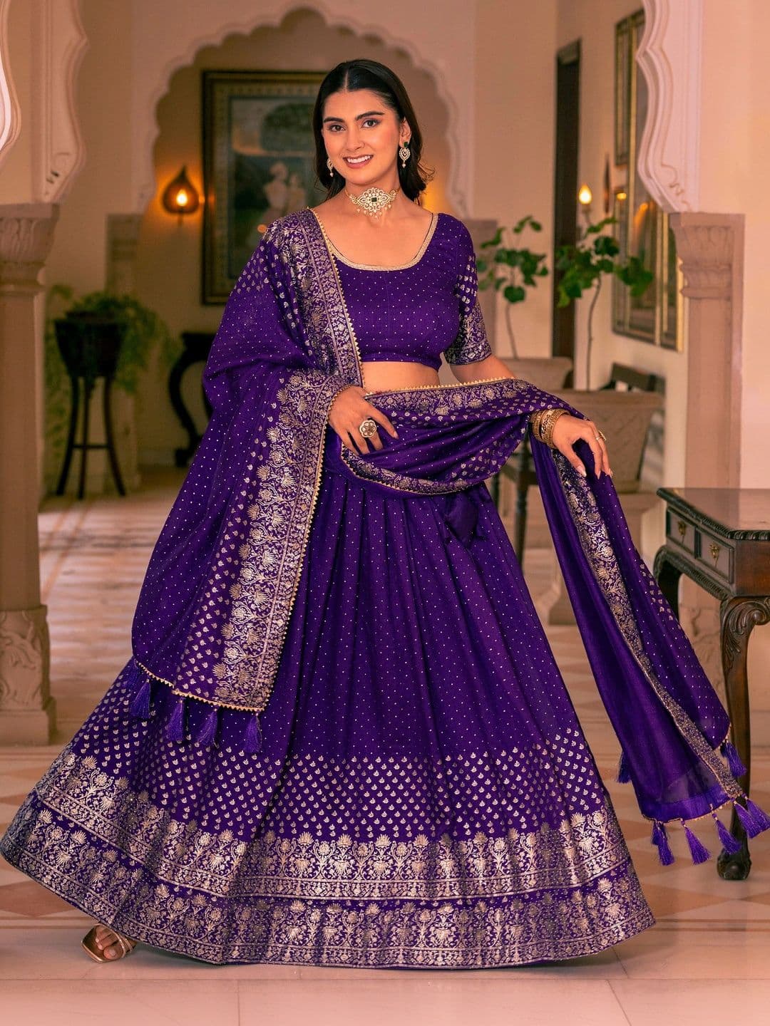 IVARIS Printed Ready to Wear Lehenga & Unstitched Blouse With Dupatta - view 1