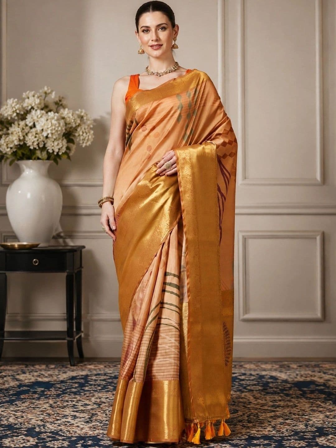 Mitera Zari Silk Cotton Designer Kanjeevaram Saree - view 1