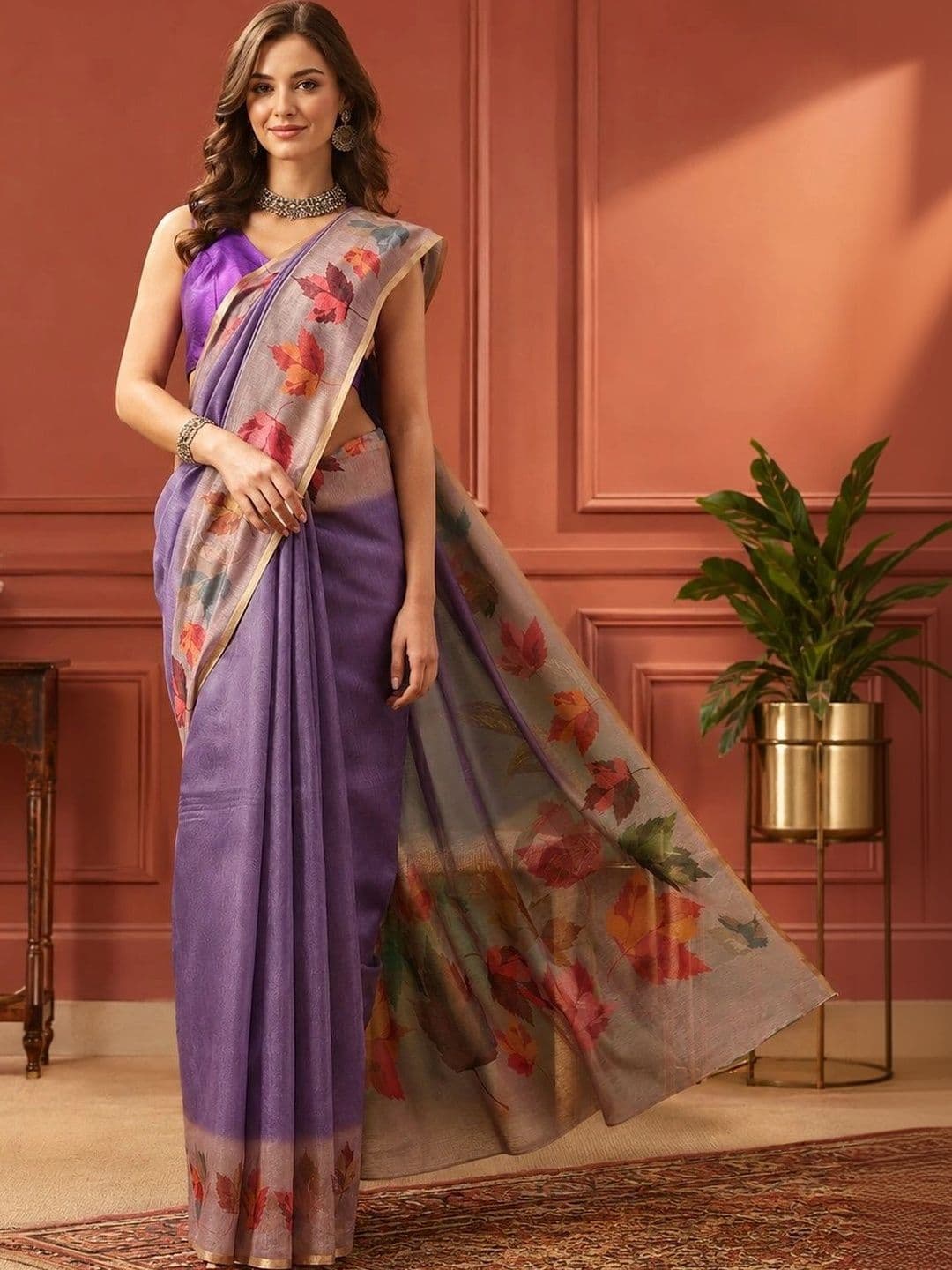 Mitera Floral Zari Silk Cotton Handloom Saree - view 1