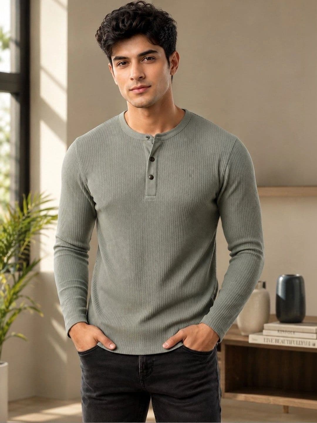 RUFICA Men Henley Neck T-shirt - view 1