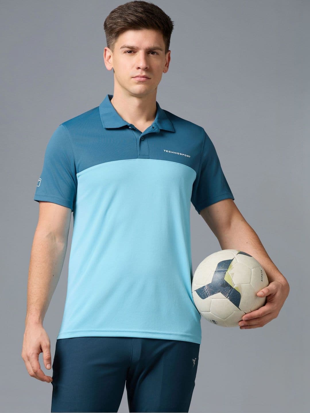 Technosport Men Colourblocked Polo Collar T-shirt - view 1