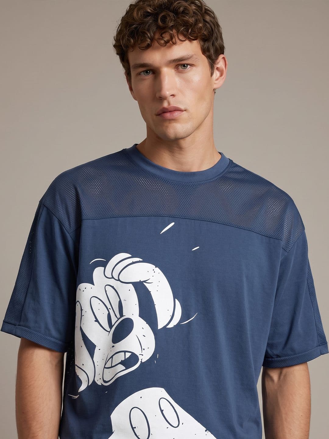 glitchez Mickey Mouse A C Milan Printed Drop-Shoulder Sleeves Pure Cotton T-shirt - view 1