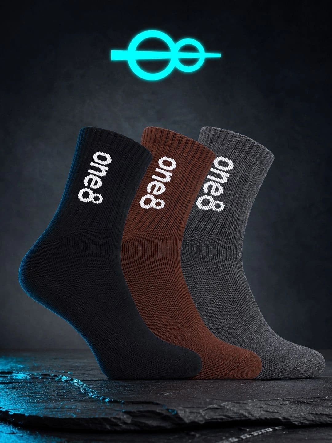 One8 Men Pack of 3 High-Ankle Cotton Socks Anti-Odour Soft & Breathable - view 1
