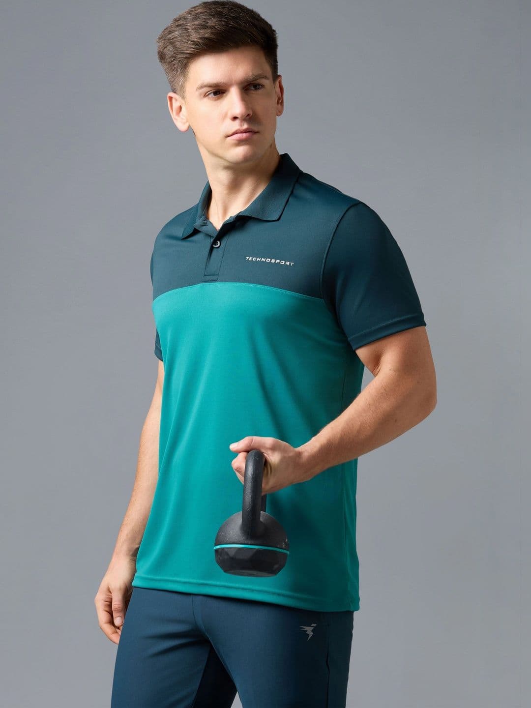 Technosport Men Brand Logo Colourblocked Polo Collar T-shirt - view 1