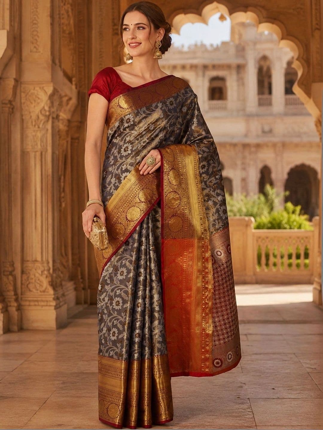 Mitera Woven Design Zari Silk Blend Banarasi Saree - view 1
