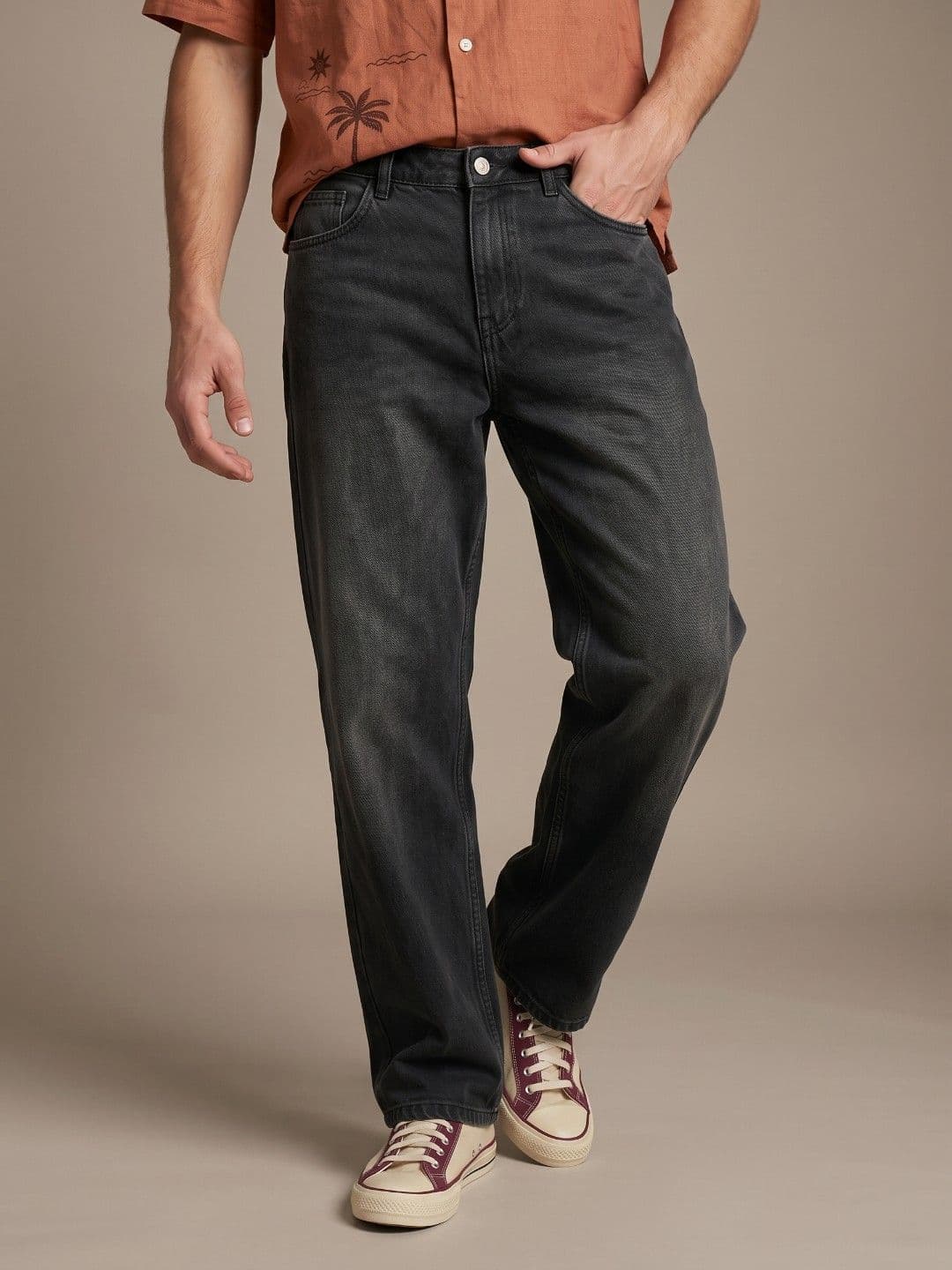 glitchez Men Pure Cotton Baggy Fit Light Fade Jeans - view 1