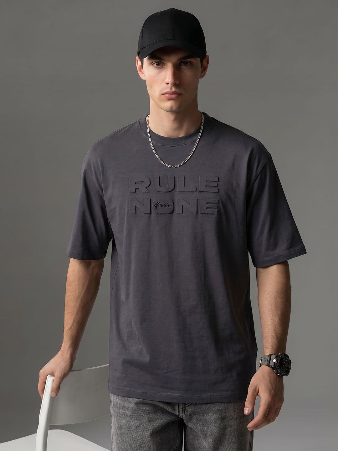 FCUK Oversized Embossed Pure Cotton T-Shirt - view 1