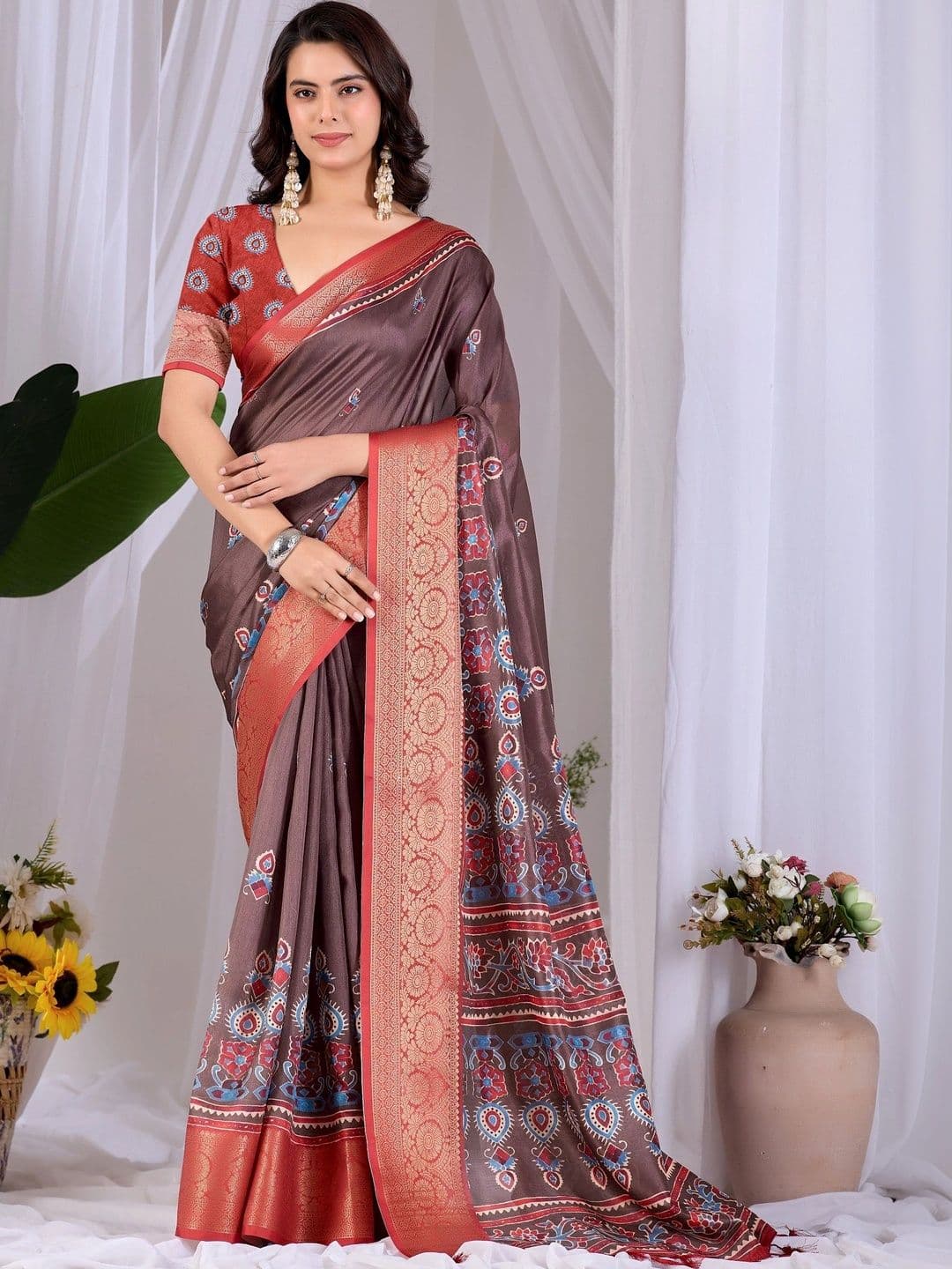 KALINI Paisley Zari Silk Blend Designer Saree - view 1