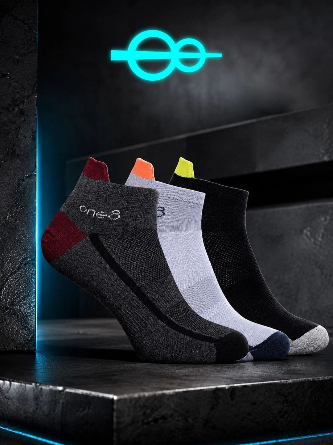 One8 Men Pack of 3 Low Ankle Cotton Socks HEIQ Anti-Odour Sports & Gym Sock - view 1