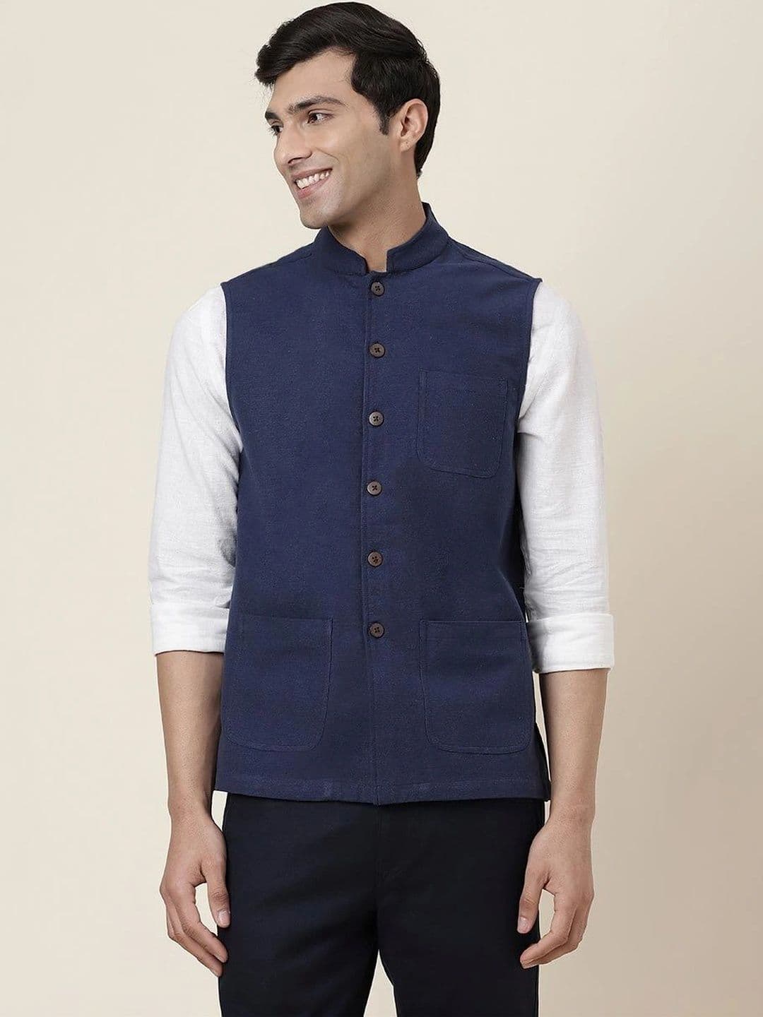 Fabindia Pure Cotton Woven Nehru Jackets - view 1