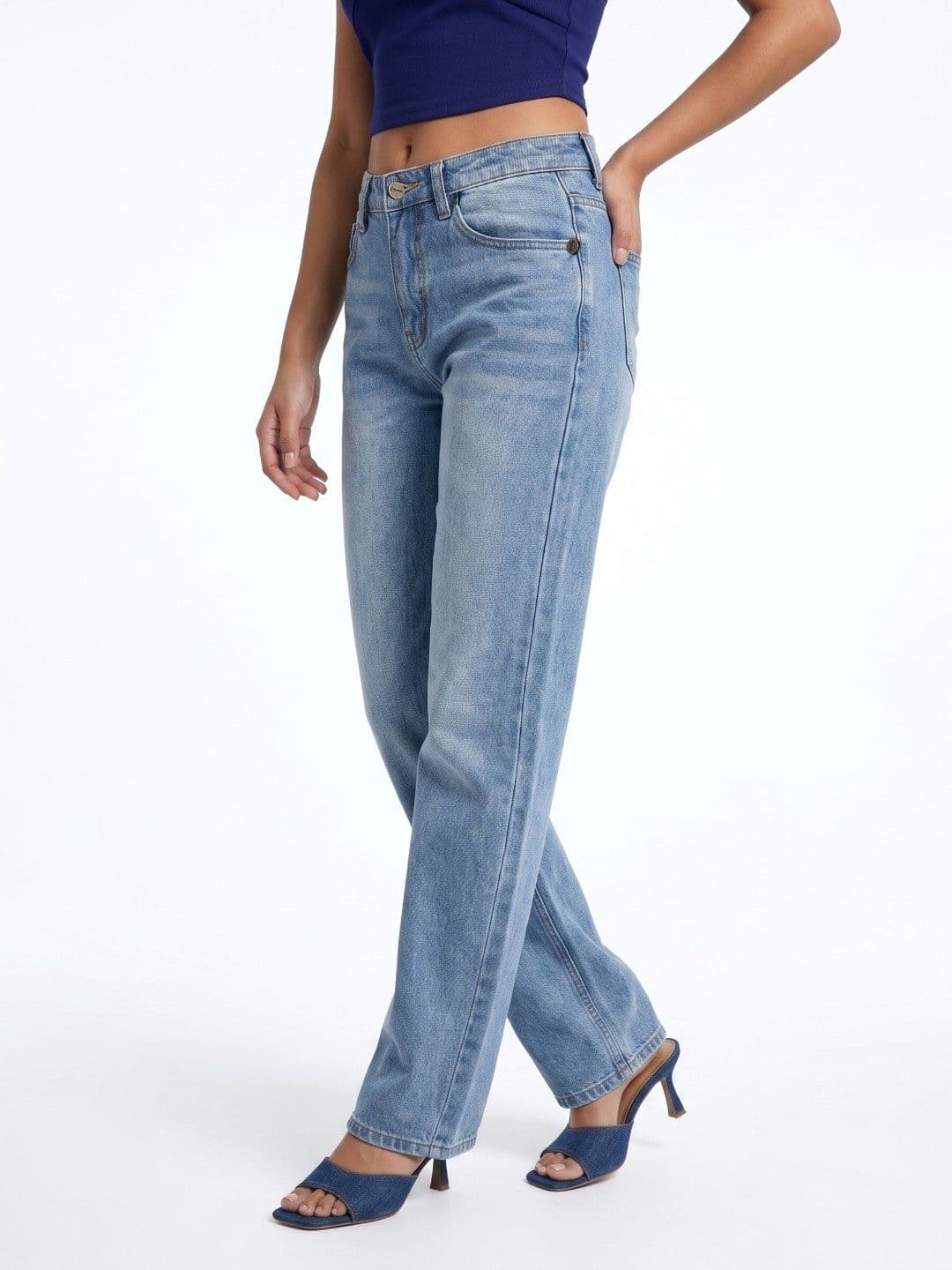 glitchez Women Straight Fit Mid-Rise Light Fade Jeans - view 1