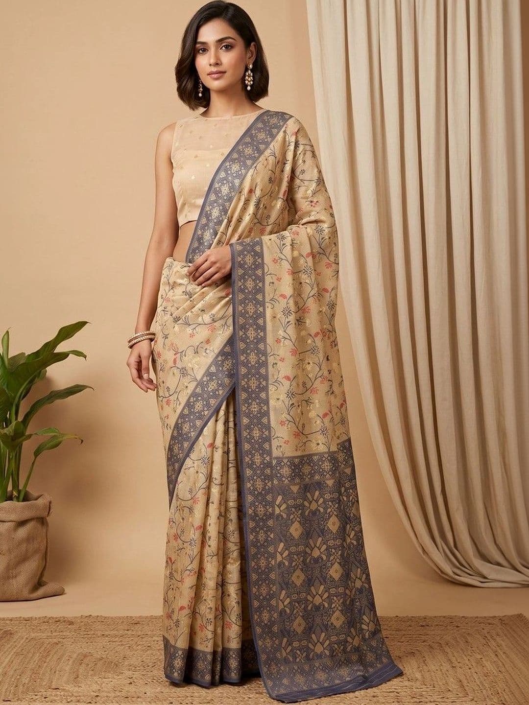 R K MANIYAR Floral Pure Cotton Designer Saree - view 1