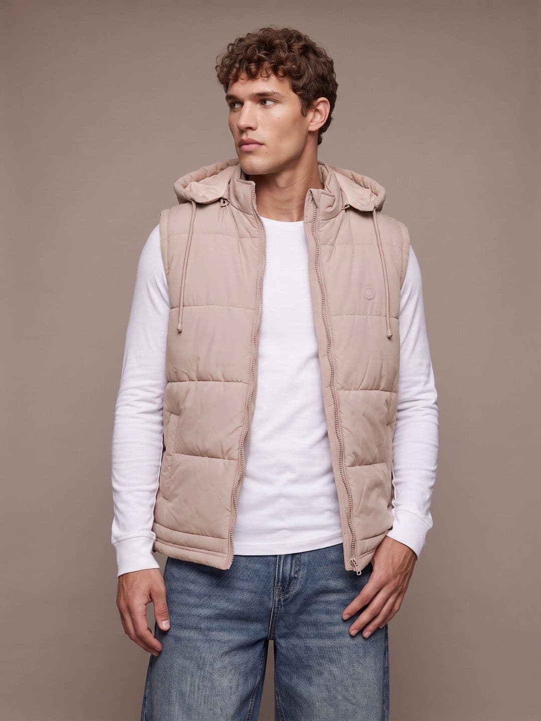 glitchez Relaxed Fit Hooded Gilet Jacket - view 1