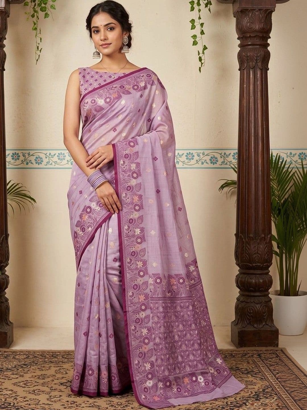 R K MANIYAR Woven Design Zari Pure Cotton Designer Saree - view 1