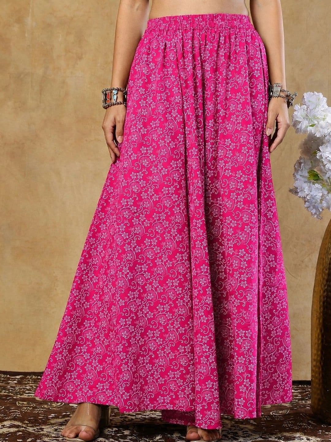 KALINI Women Cotton Floral Maxi Flared Skirt - view 1