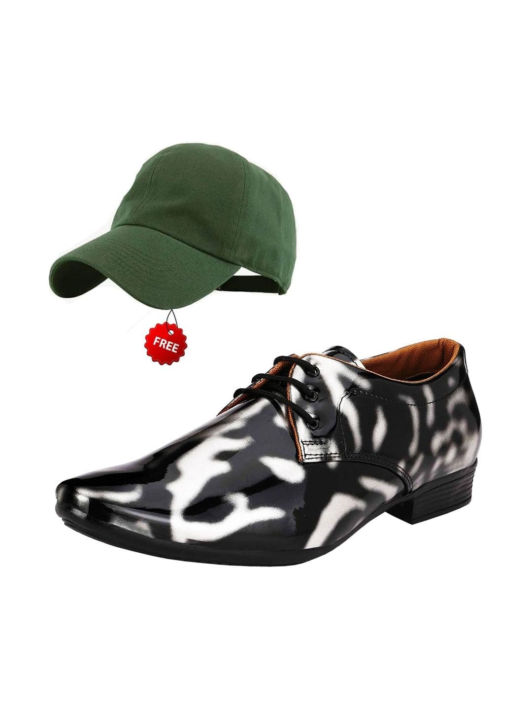 Vitoria Men Textured Pointed Toe Lace-Ups Derbys Formal Shoes With Cap - view 1