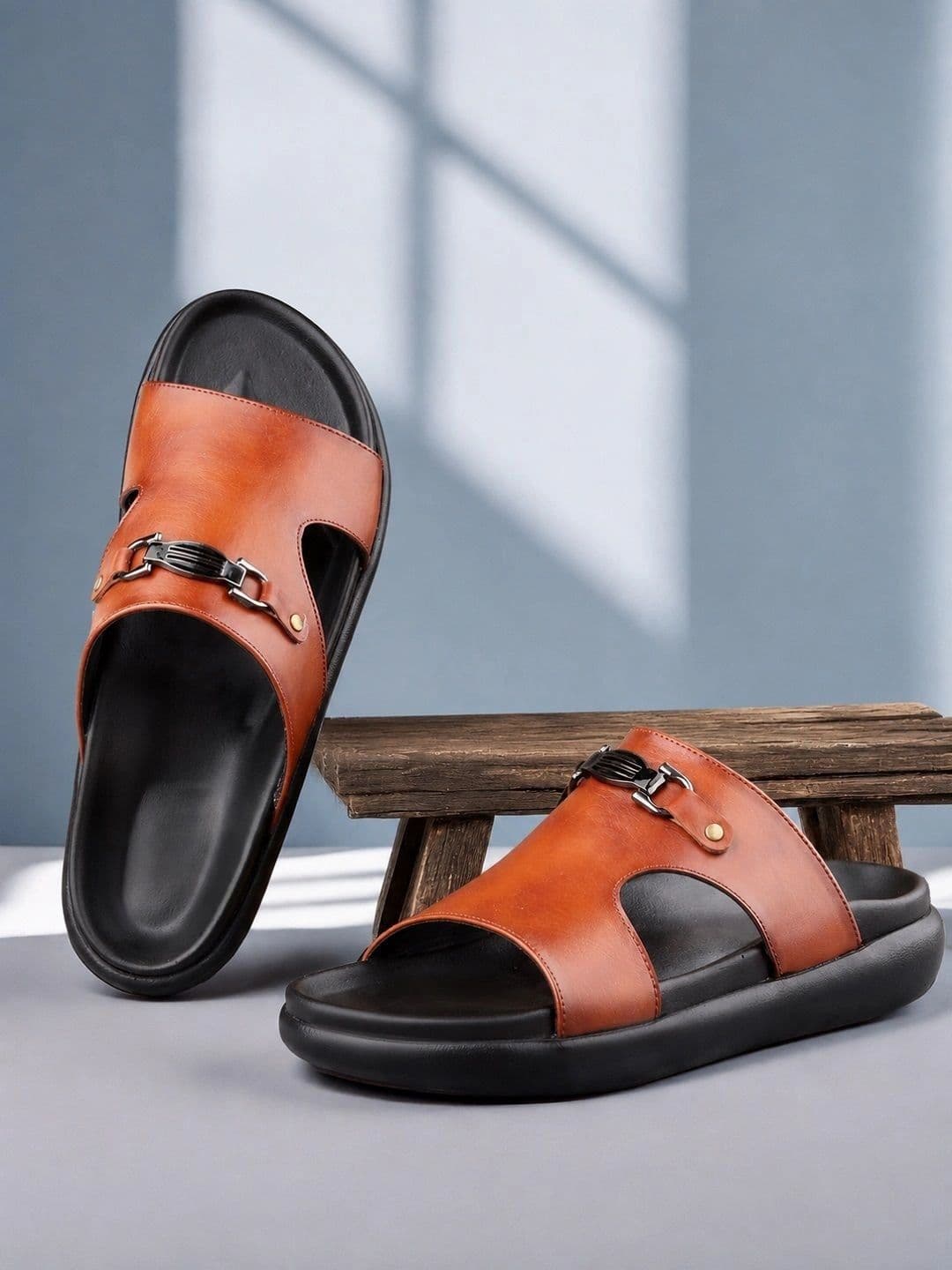 Bxxy Men Tan Cushioned Open-Toe Sandal - view 1