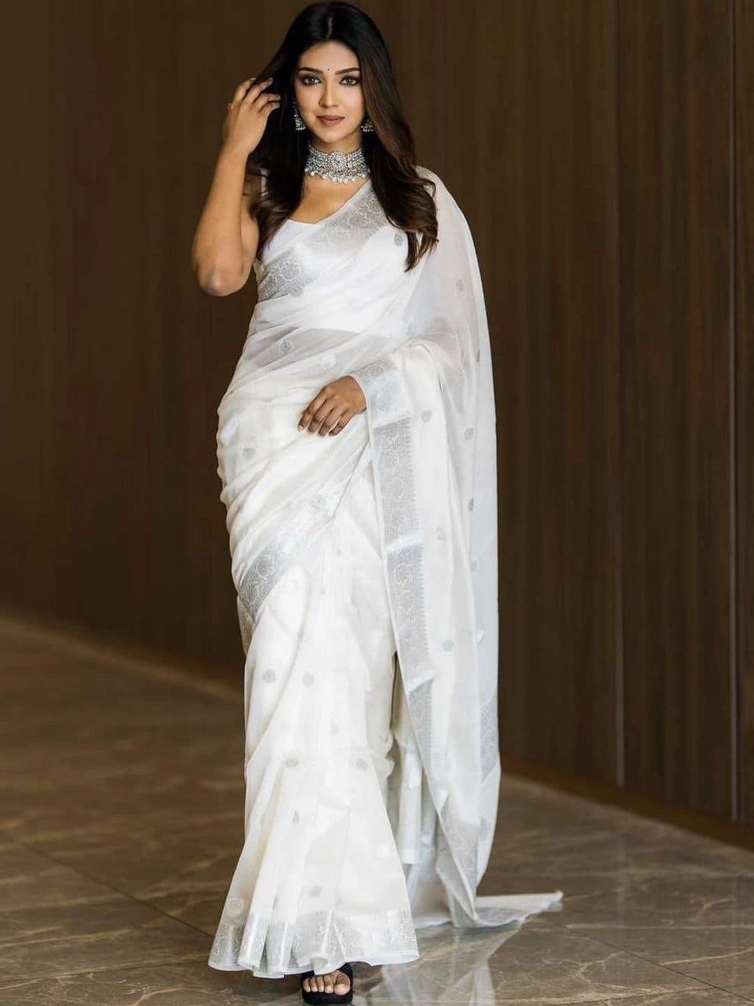 ADIANADI Woven Design Zari Silk Cotton Banarasi Saree - view 1