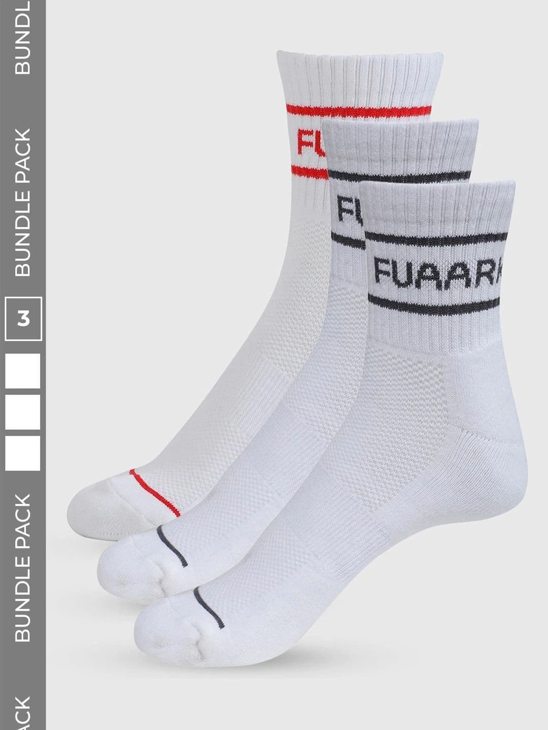 FUAARK Unisex Pack of 3 Cotton Assorted Colourblocked Above Ankle Socks - view 1