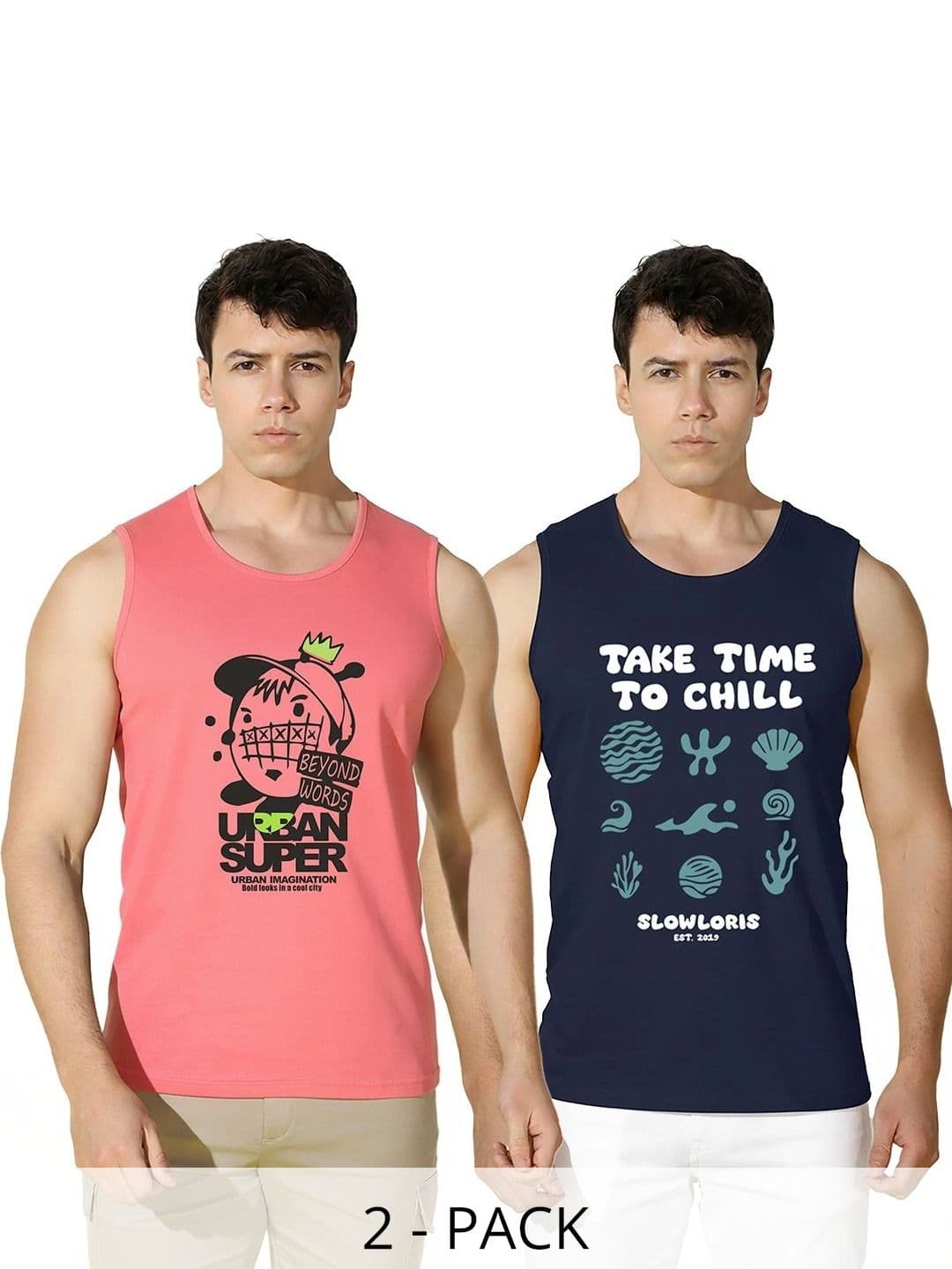 SLOWLORIS Men Pack of 2 Printed T-shirt - view 1