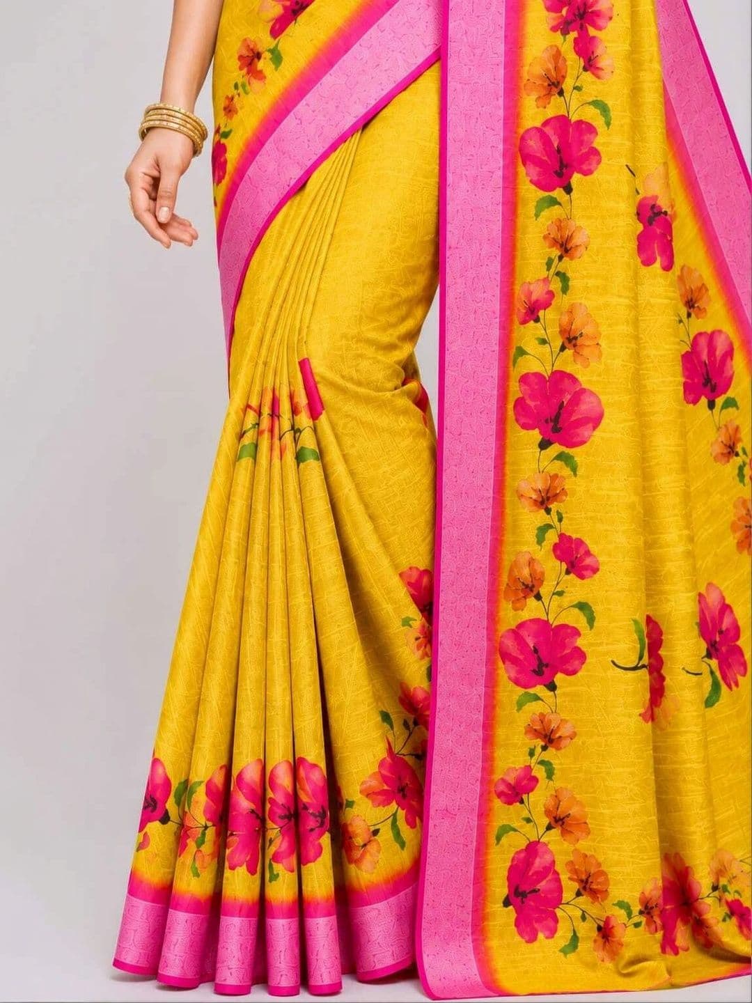 BREEOOH FAB Linen Blend Maheshwari Saree - view 1