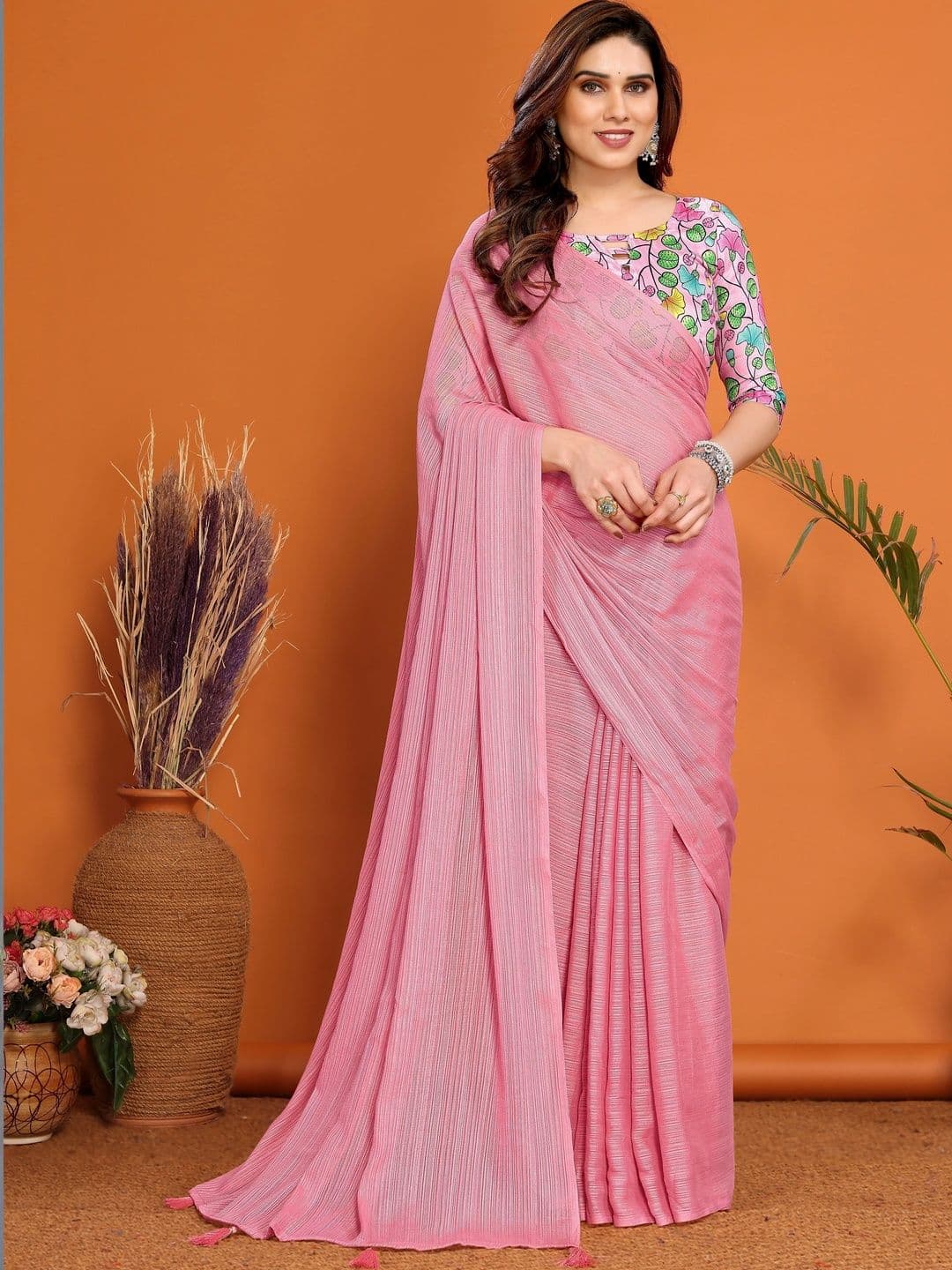 Meet Trendz Striped Brocade Saree - view 1