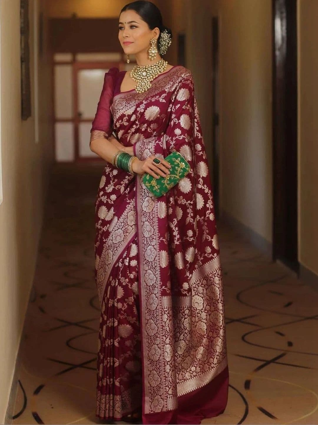 ADIANADI Zari Silk Cotton Banarasi Saree - view 1