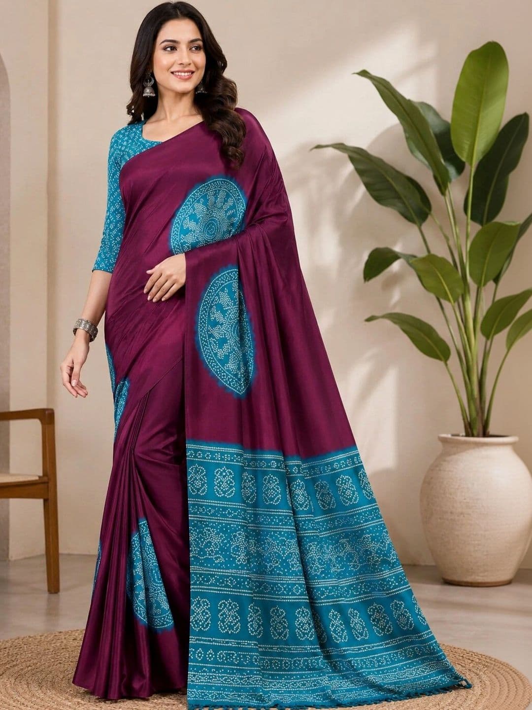 LeeliPeeri Designer Bandhani Art Silk Designer Saree - view 1
