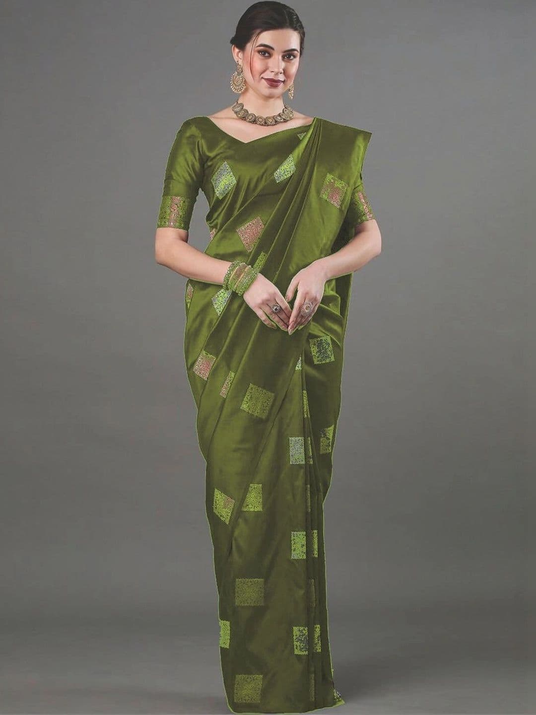 JIVUBA Ethnic Motifs Zari Art Silk Designer Banarasi Saree - view 1