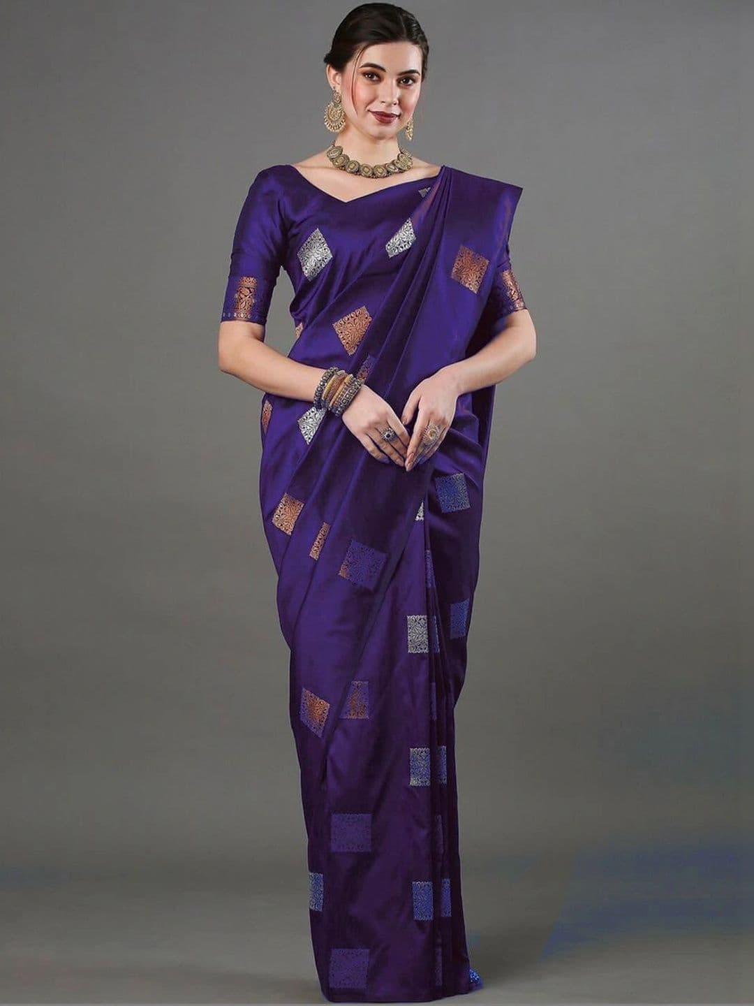 JIVUBA Ethnic Motifs Zari Art Silk Designer Banarasi Saree - view 1