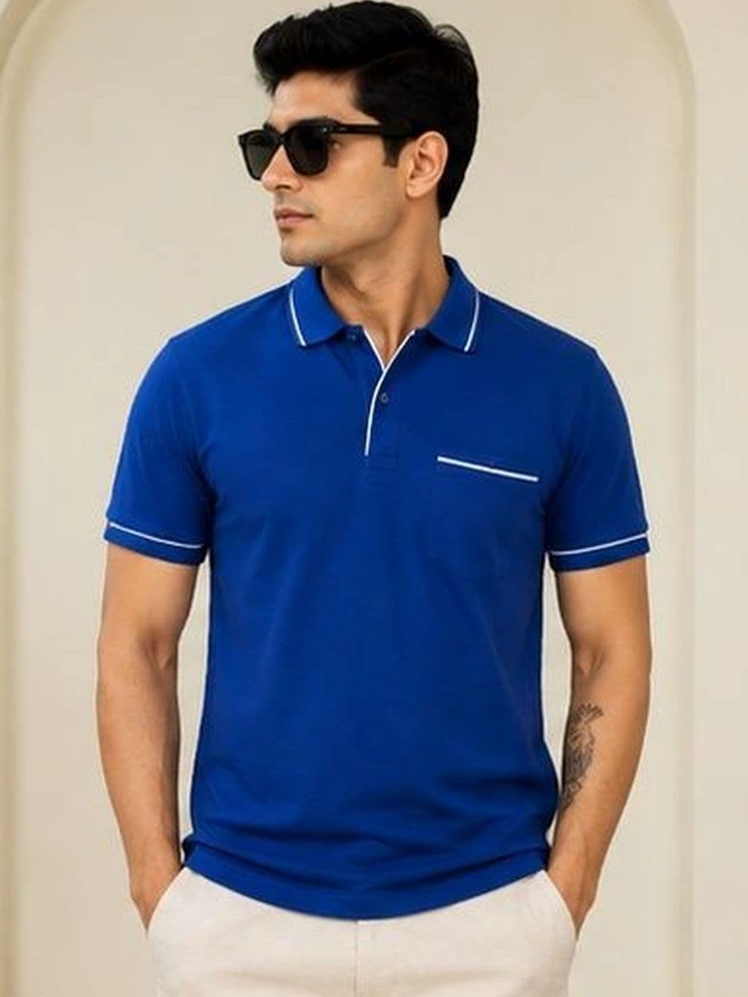 HERE&NOW Men Polo Collar Pockets T-shirt - view 1
