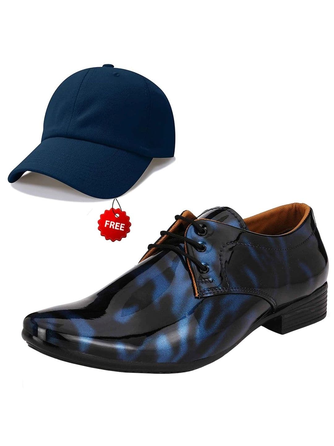Vitoria Men Textured Pointed Toe Lace-Ups Derbys Formal Shoes With Cap - view 1