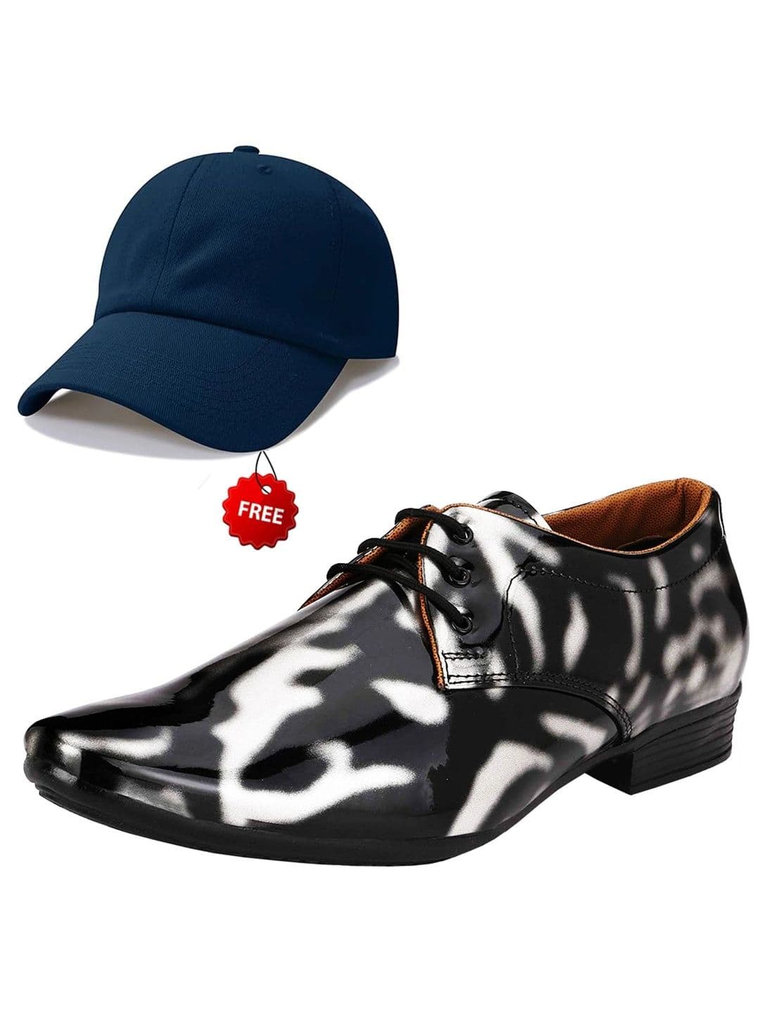Vitoria Men Textured Pointed Toe Lace-Ups Derbys Formal Shoes With Cap - view 1