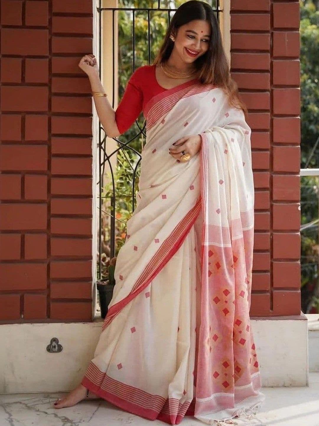 Sangria Embellished Banarasi Saree - view 1