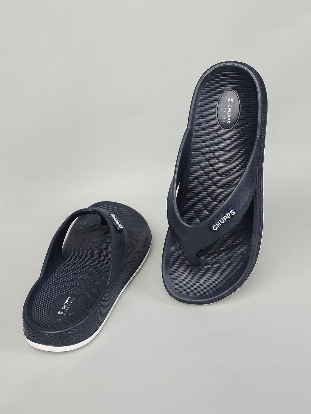 CHUPPS Men Navy Off White Rokk Orthopedic Sliders - view 1
