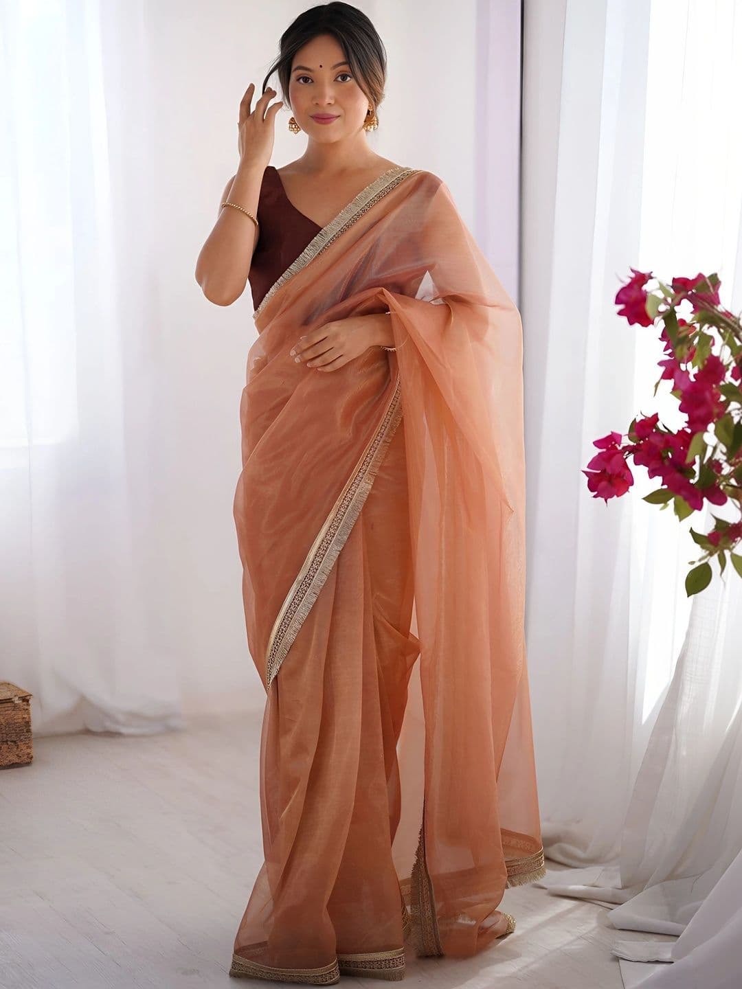 HERE&NOW Floral Net Heavy Work Bagh Saree - view 1