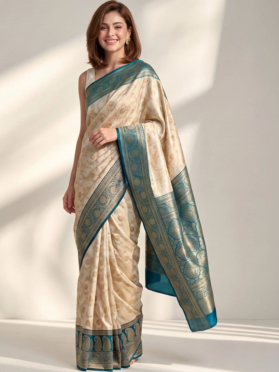 R K MANIYAR Woven Design Zari Silk Blend Designer Saree - view 1