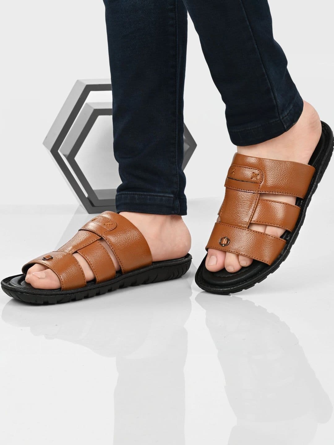 House of Pataudi Men Leather Comfort Sandals - view 1